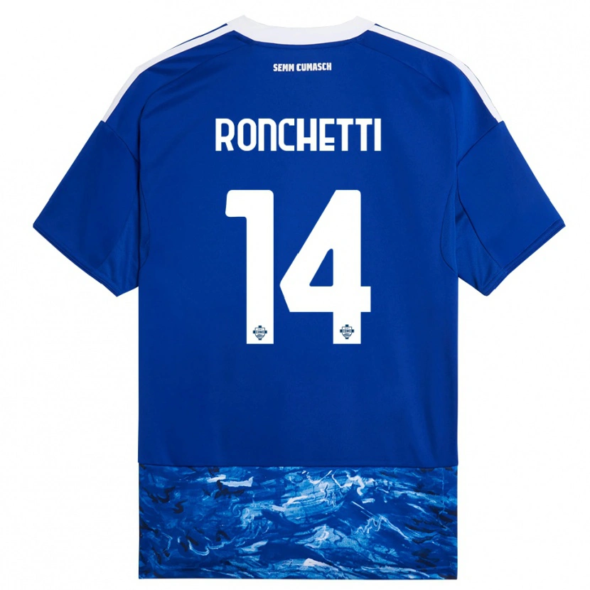Danxen Niño Camiseta Fabio Ronchetti #14 Azul Blanco 1ª Equipación 2025/26 La Camisa México