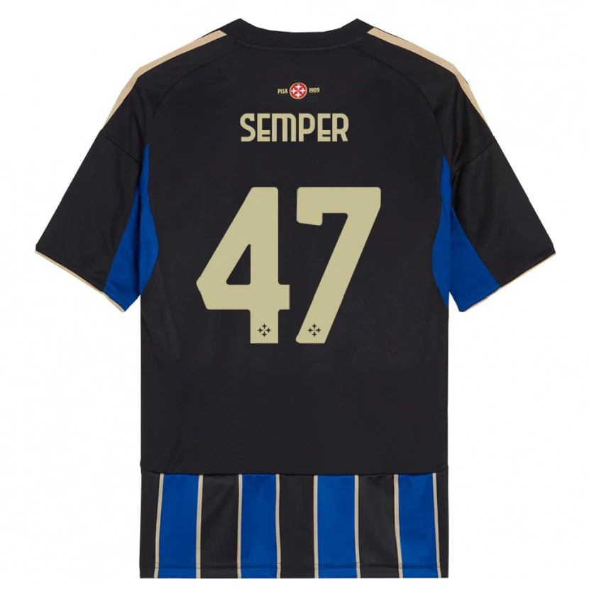 Danxen Niño Camiseta Adrian Semper #47 Negro Azul 1ª Equipación 2025/26 La Camisa México