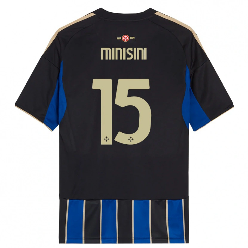 Danxen Niño Camiseta Niccolò Minisini #15 Negro Azul 1ª Equipación 2025/26 La Camisa México