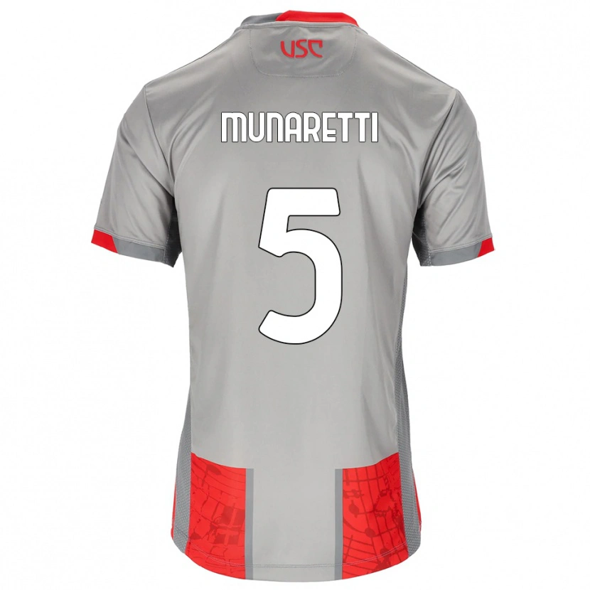 Danxen Niño Camiseta Luca Munaretti #5 Rojo Gris 1ª Equipación 2025/26 La Camisa México