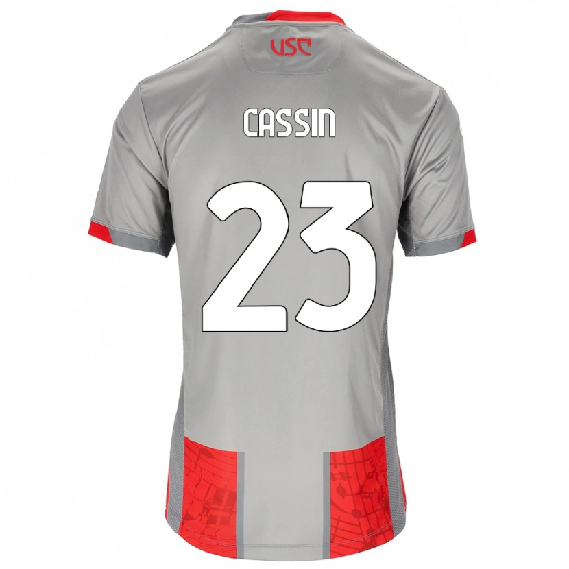 Danxen Niño Camiseta Marco Cassin #23 Rojo Gris 1ª Equipación 2025/26 La Camisa México