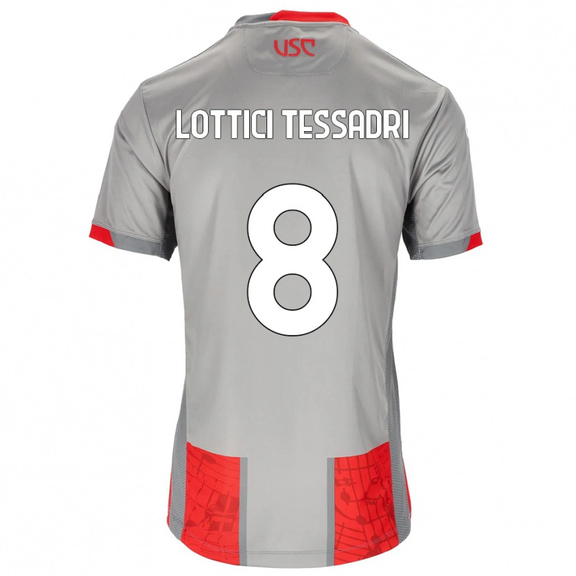 Danxen Niño Camiseta Simone Lottici Tessadri #8 Rojo Gris 1ª Equipación 2025/26 La Camisa México