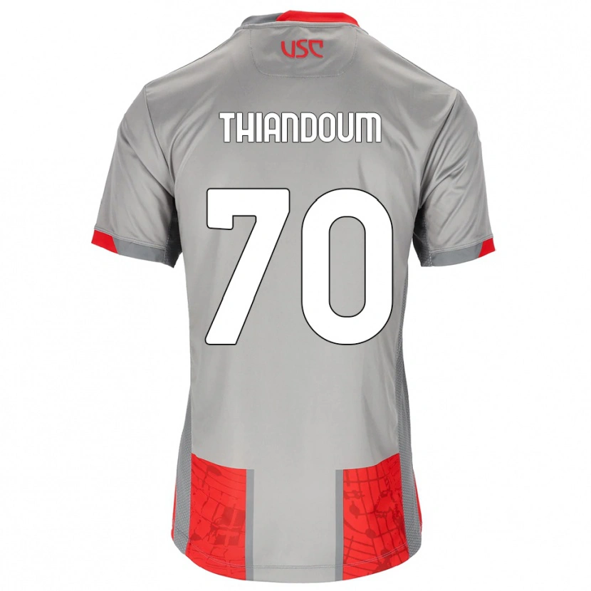Danxen Niño Camiseta Omar Thiandoum #70 Rojo Gris 1ª Equipación 2025/26 La Camisa México