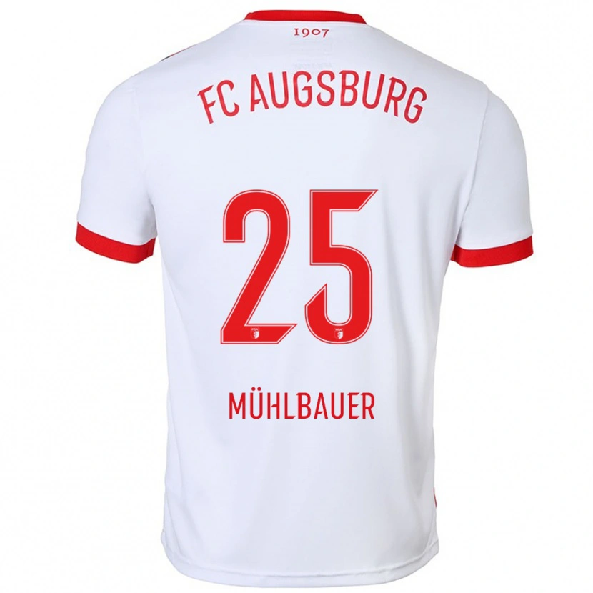 Danxen Niño Camiseta Simon Mühlbauer #25 Blanco Rojo 1ª Equipación 2025/26 La Camisa México