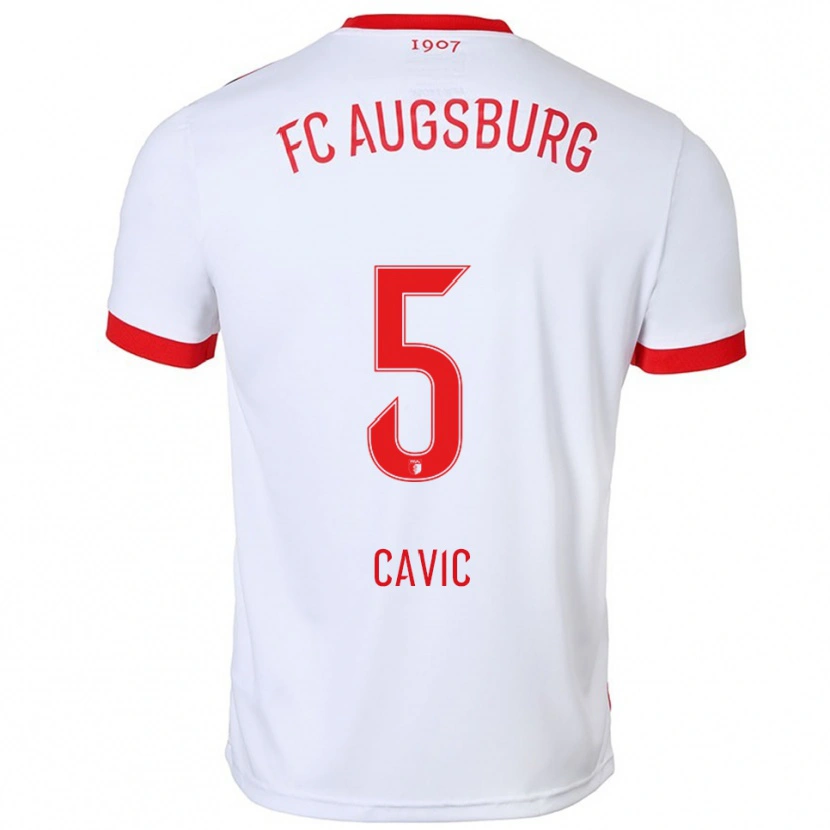 Danxen Niño Camiseta Andrej Cavic #5 Blanco Rojo 1ª Equipación 2025/26 La Camisa México