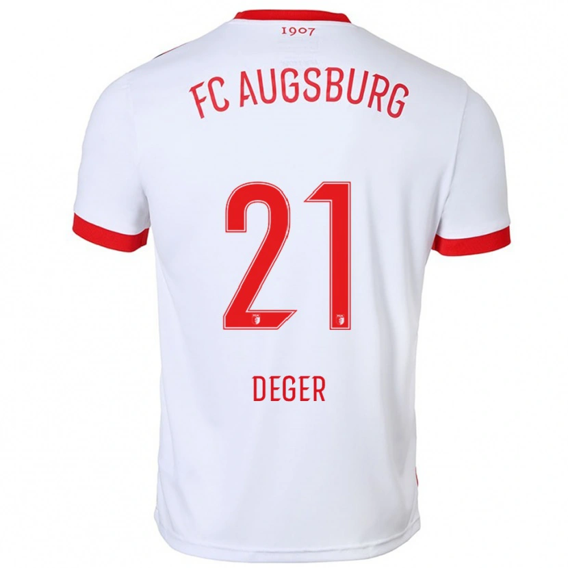 Danxen Niño Camiseta David Deger #21 Blanco Rojo 1ª Equipación 2025/26 La Camisa México