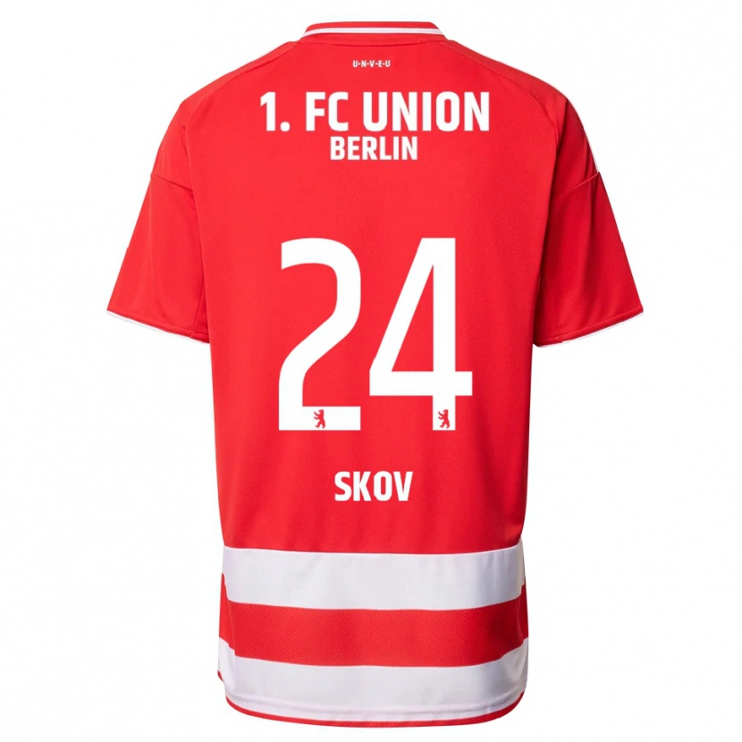 Danxen Niño Camiseta Robert Skov #24 Rojo Blanco 1ª Equipación 2025/26 La Camisa México