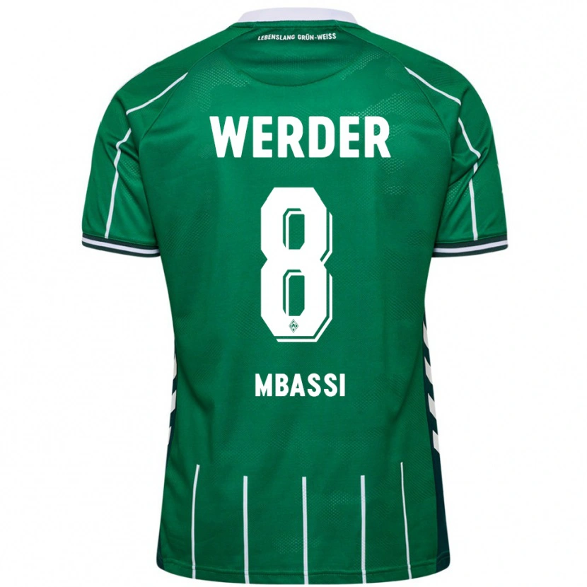 Danxen Niño Camiseta Mario Mbassi #8 Verde Blanco 1ª Equipación 2025/26 La Camisa México