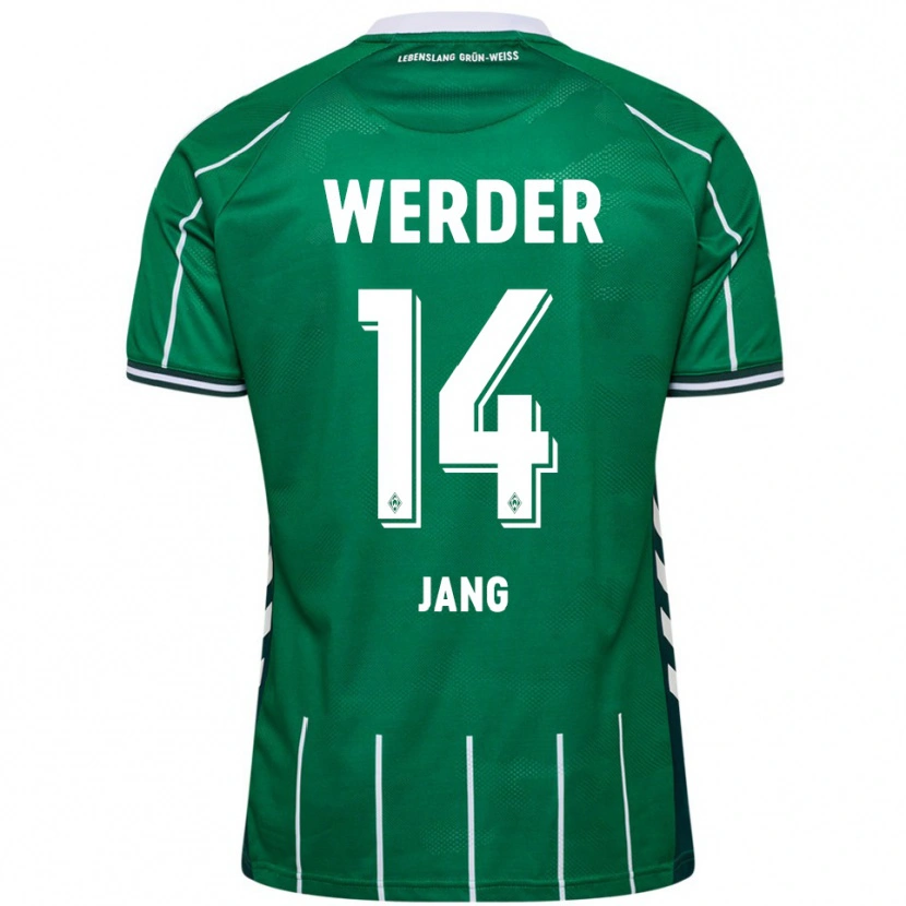 Danxen Niño Camiseta Ji-Mok Jang #14 Verde Blanco 1ª Equipación 2025/26 La Camisa México