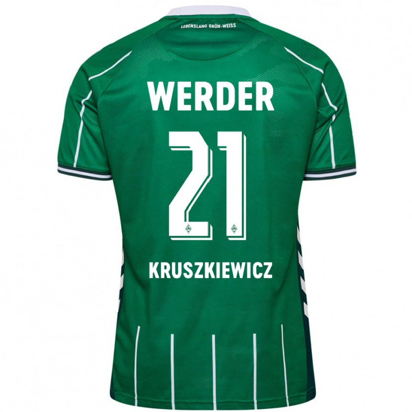 Danxen Niño Camiseta Jakub Kruszkiewicz #21 Verde Blanco 1ª Equipación 2025/26 La Camisa México