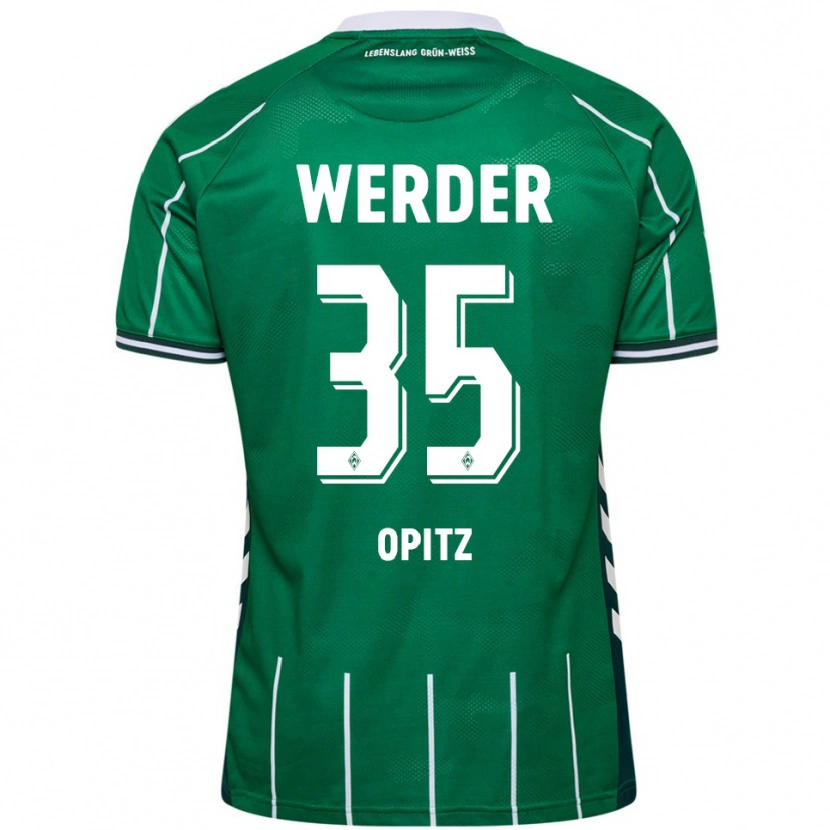 Danxen Niño Camiseta Leon Opitz #35 Verde Blanco 1ª Equipación 2025/26 La Camisa México