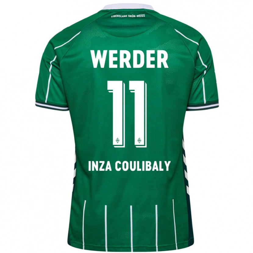 Danxen Niño Camiseta Ben Inza Coulibaly #11 Verde Blanco 1ª Equipación 2025/26 La Camisa México