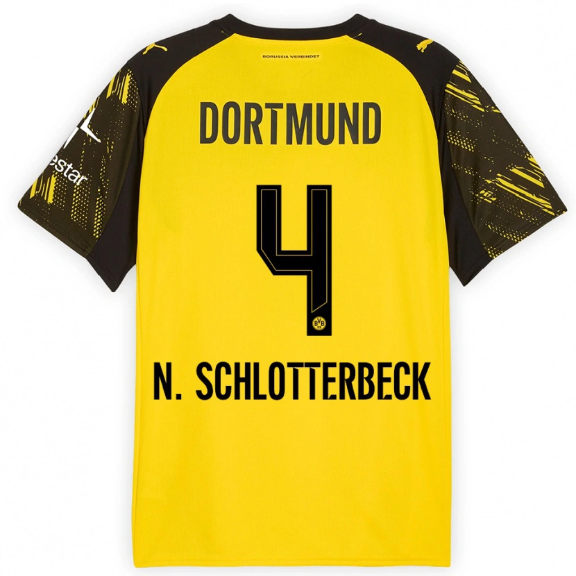 Danxen Niño Camiseta Nico Schlotterbeck #4 Amarillo Negro 1ª Equipación 2025/26 La Camisa México