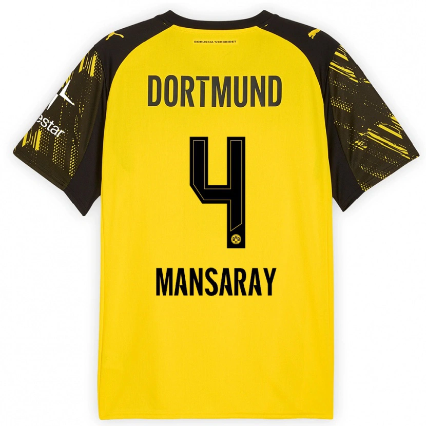 Danxen Niño Camiseta Ismael Mansaray #4 Amarillo Negro 1ª Equipación 2025/26 La Camisa México