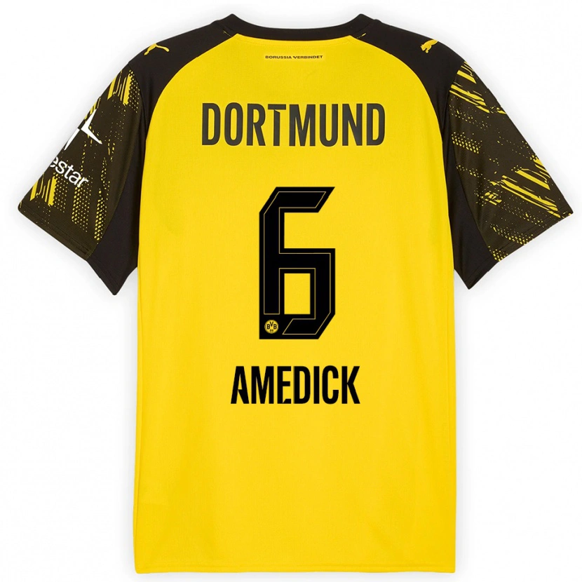 Danxen Niño Camiseta Maik Amedick #6 Amarillo Negro 1ª Equipación 2025/26 La Camisa México