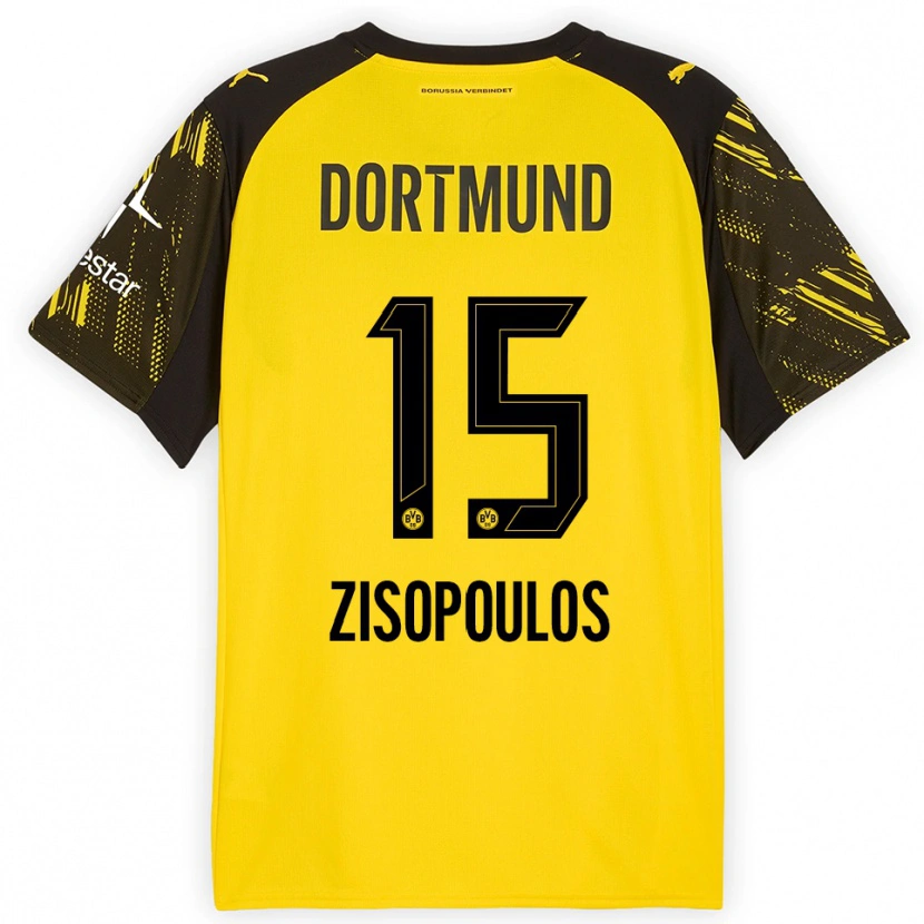 Danxen Niño Camiseta Georgios Zisopoulos #15 Amarillo Negro 1ª Equipación 2025/26 La Camisa México