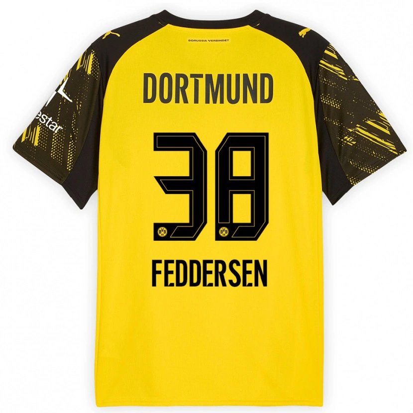 Danxen Niño Camiseta Jonas Feddersen #38 Amarillo Negro 1ª Equipación 2025/26 La Camisa México