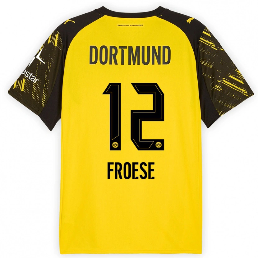 Danxen Niño Camiseta Julien Froese #12 Amarillo Negro 1ª Equipación 2025/26 La Camisa México