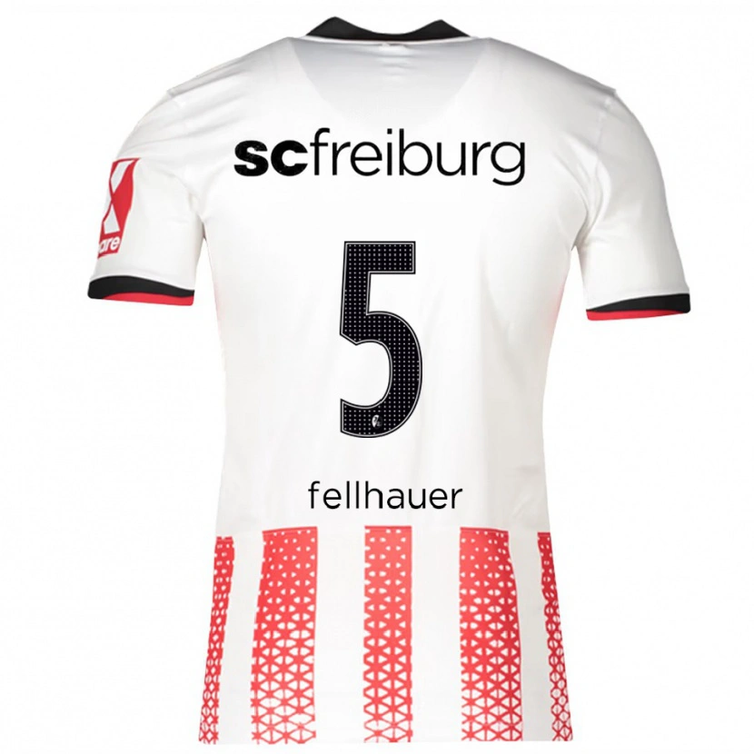 Danxen Niño Camiseta Kim Fellhauer #5 Blanco Rojo 1ª Equipación 2025/26 La Camisa México