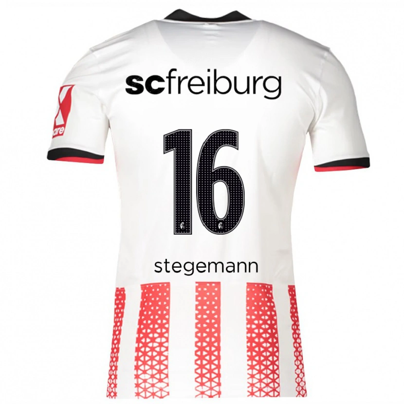 Danxen Niño Camiseta Greta Stegemann #16 Blanco Rojo 1ª Equipación 2025/26 La Camisa México