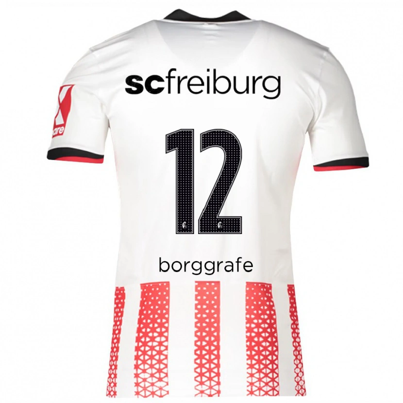 Danxen Niño Camiseta Rafaela Borggräfe #12 Blanco Rojo 1ª Equipación 2025/26 La Camisa México