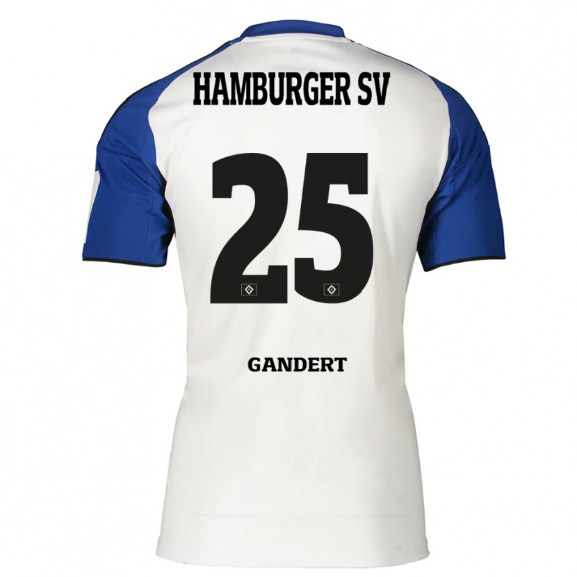 Danxen Niño Camiseta Jeremy Gandert #25 Blanco Azul 1ª Equipación 2025/26 La Camisa México