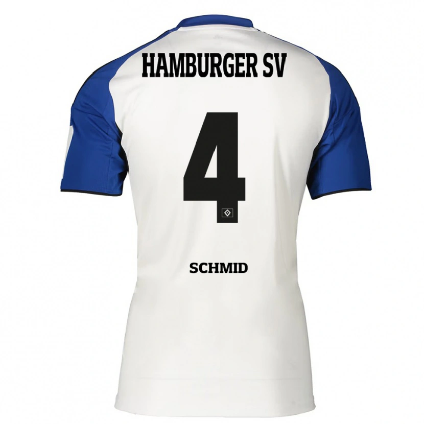 Danxen Niño Camiseta Maximilian Schmid #4 Blanco Azul 1ª Equipación 2025/26 La Camisa México