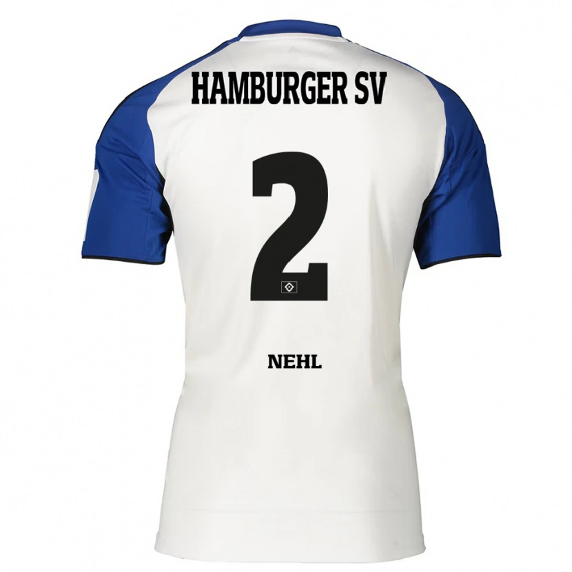 Danxen Niño Camiseta Julius Nehl #2 Blanco Azul 1ª Equipación 2025/26 La Camisa México