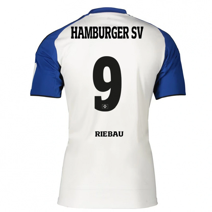 Danxen Niño Camiseta Henry Riebau #9 Blanco Azul 1ª Equipación 2025/26 La Camisa México