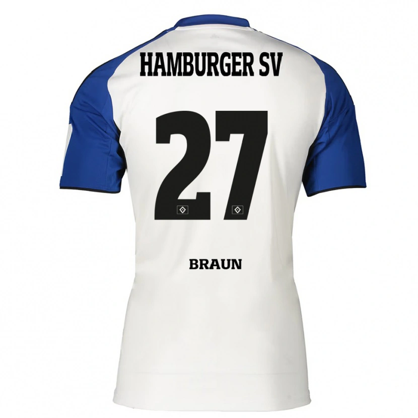 Danxen Niño Camiseta Elias Braun #27 Blanco Azul 1ª Equipación 2025/26 La Camisa México