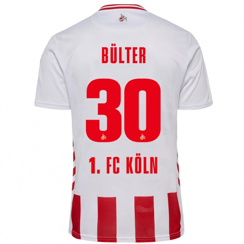Danxen Niño Camiseta Marius Bülter #30 Blanco Rojo 1ª Equipación 2025/26 La Camisa México