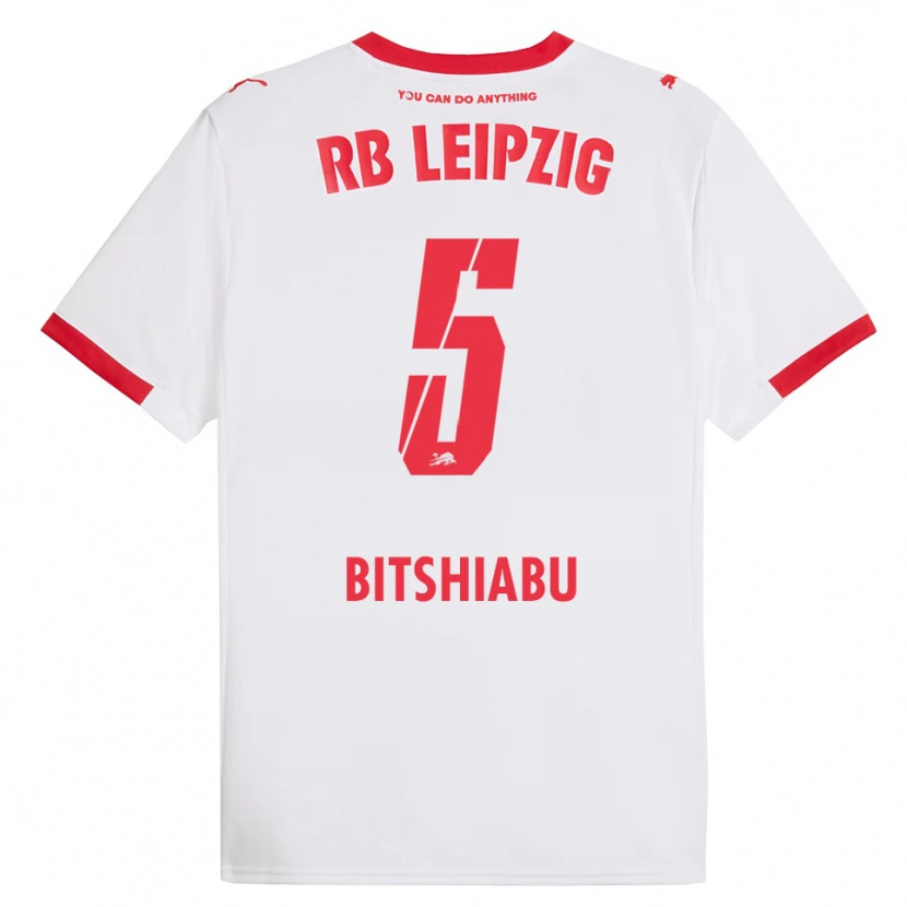 Danxen Niño Camiseta El Chadaille Bitshiabu #5 Blanco Rojo 1ª Equipación 2025/26 La Camisa México