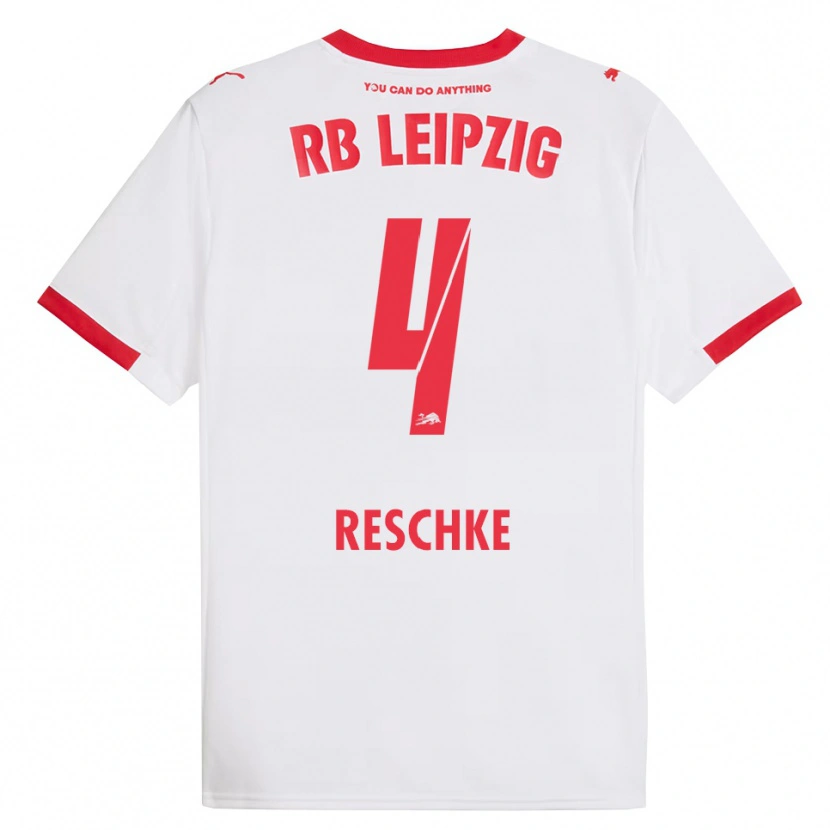 Danxen Niño Camiseta Gianluca Reschke #4 Blanco Rojo 1ª Equipación 2025/26 La Camisa México