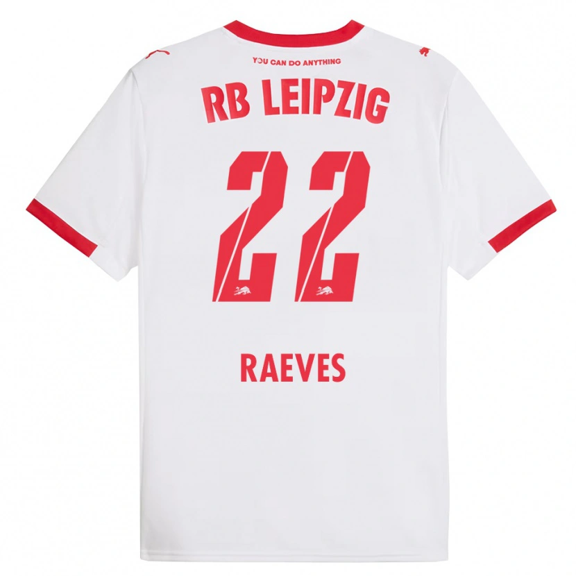 Danxen Niño Camiseta Dries Raeves #22 Blanco Rojo 1ª Equipación 2025/26 La Camisa México