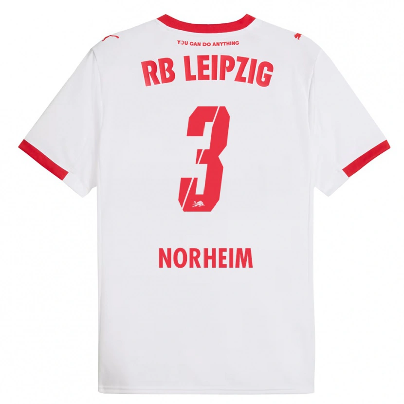 Danxen Niño Camiseta Andrea Norheim #3 Blanco Rojo 1ª Equipación 2025/26 La Camisa México
