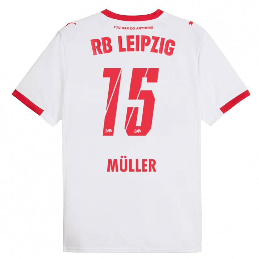 Danxen Niño Camiseta Hannes Müller #15 Blanco Rojo 1ª Equipación 2025/26 La Camisa México