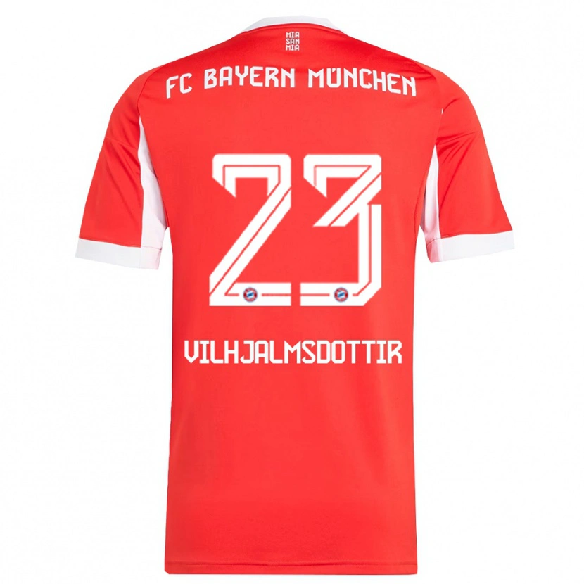 Danxen Niño Camiseta Karolina Lea Vilhjalmsdottir #23 Rojo Blanco 1ª Equipación 2025/26 La Camisa México