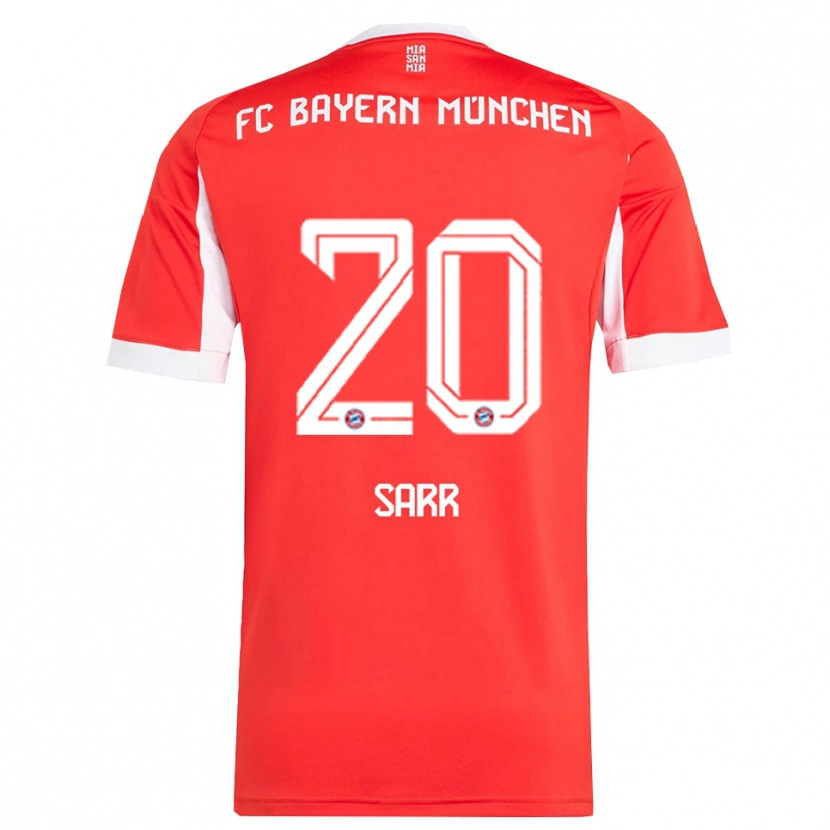 Danxen Niño Camiseta Bouna Sarr #20 Rojo Blanco 1ª Equipación 2025/26 La Camisa México