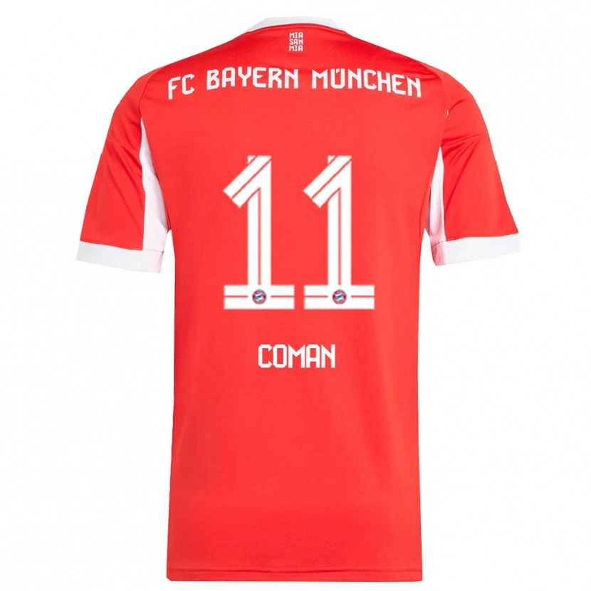 Danxen Niño Camiseta Kingsley Coman #11 Rojo Blanco 1ª Equipación 2025/26 La Camisa México