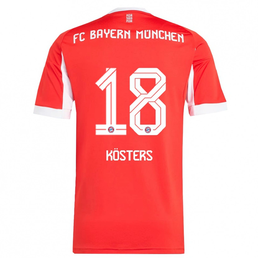 Danxen Niño Camiseta Matthias Kösters #18 Rojo Blanco 1ª Equipación 2025/26 La Camisa México