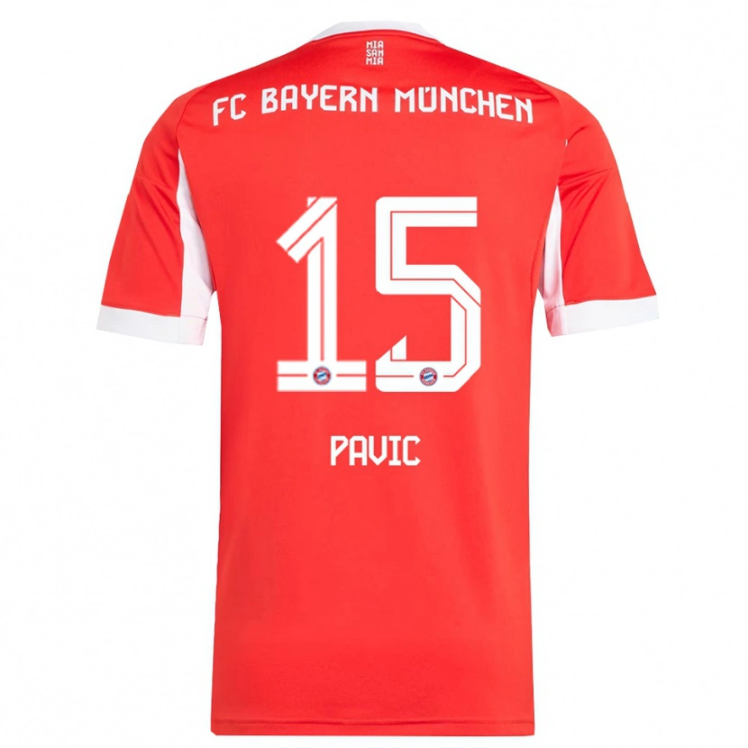 Danxen Niño Camiseta Filip Pavic #15 Rojo Blanco 1ª Equipación 2025/26 La Camisa México