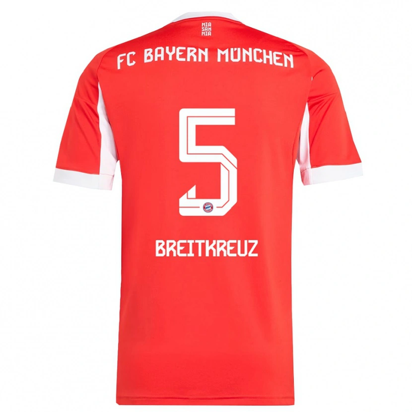 Danxen Niño Camiseta Steve Breitkreuz #5 Rojo Blanco 1ª Equipación 2025/26 La Camisa México