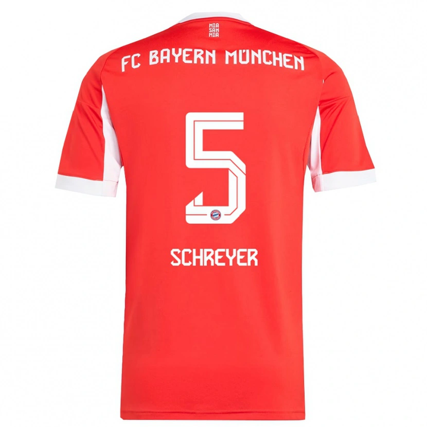 Danxen Niño Camiseta Tim Schreyer #5 Rojo Blanco 1ª Equipación 2025/26 La Camisa México
