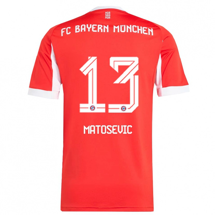 Danxen Niño Camiseta Michael Matosevic #13 Rojo Blanco 1ª Equipación 2025/26 La Camisa México