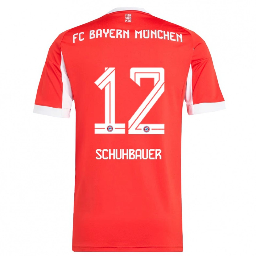 Danxen Niño Camiseta Maximilian Schuhbauer #12 Rojo Blanco 1ª Equipación 2025/26 La Camisa México