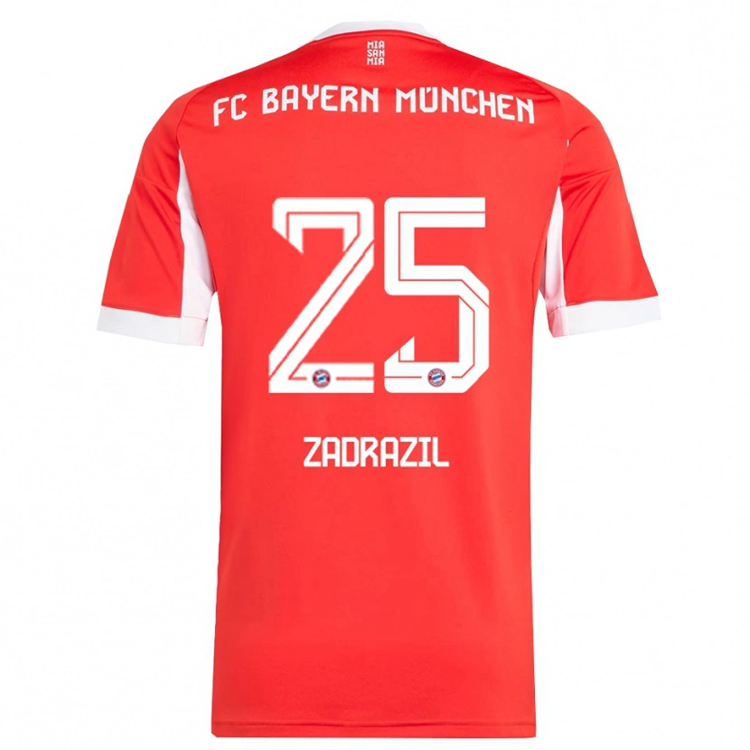 Danxen Niño Camiseta Sarah Zadrazil #25 Rojo Blanco 1ª Equipación 2025/26 La Camisa México