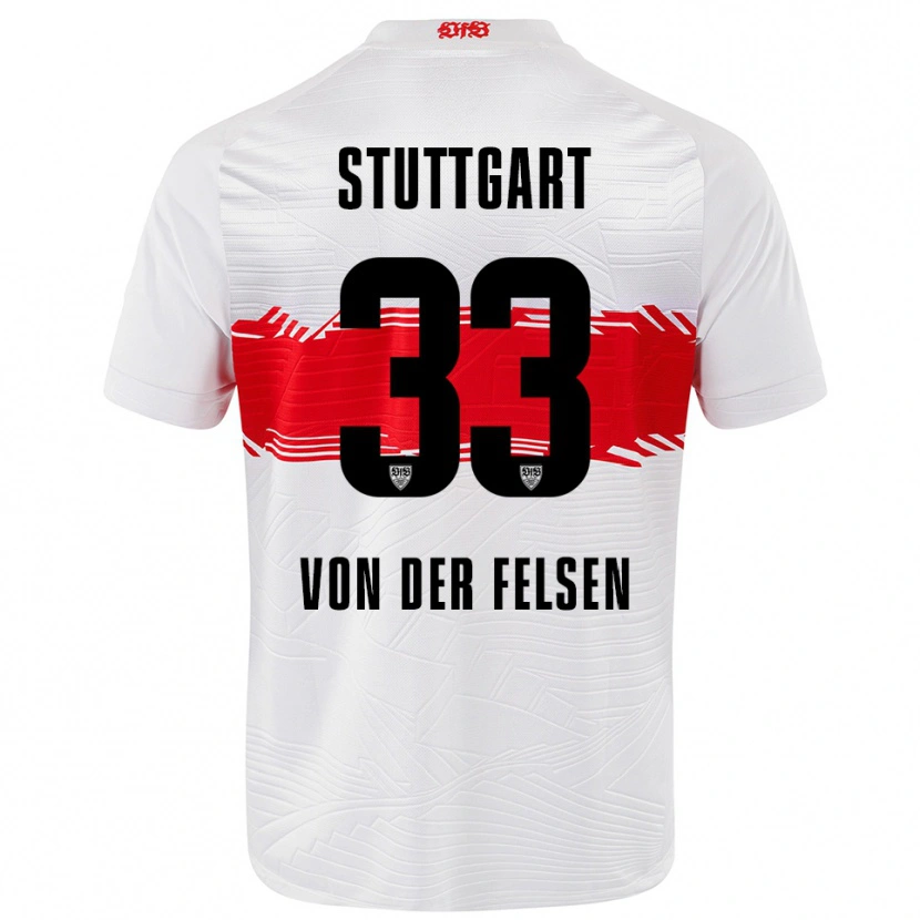 Danxen Niño Camiseta Jerik Von Der Felsen #33 Blanco Rojo 1ª Equipación 2025/26 La Camisa México