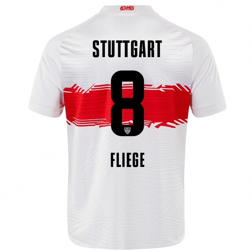 Danxen Niño Camiseta Anna Fliege #8 Blanco Rojo 1ª Equipación 2025/26 La Camisa México