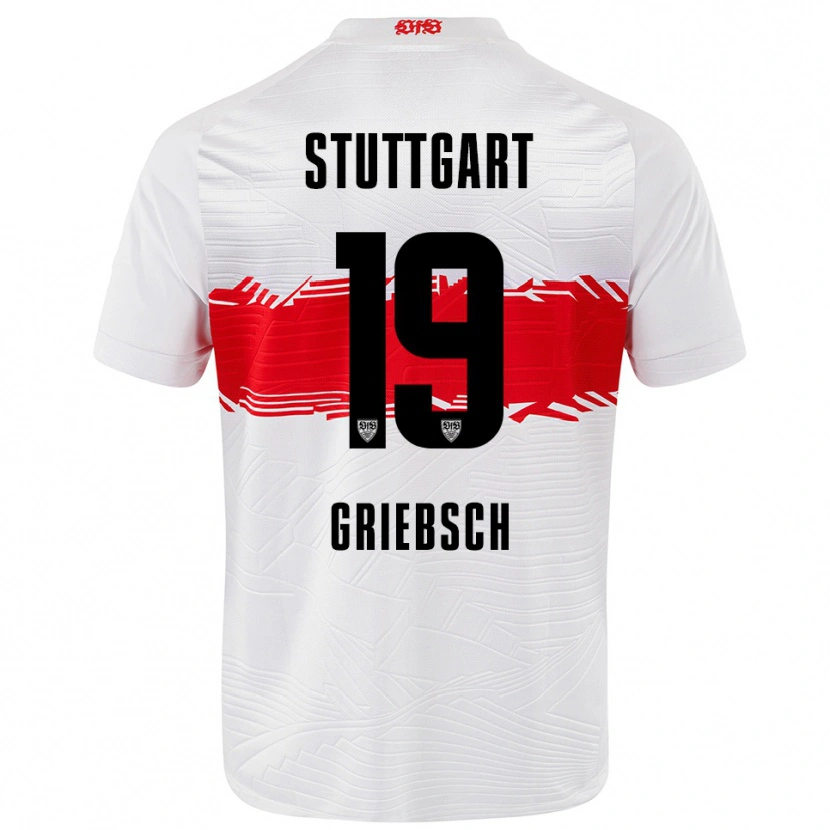 Danxen Niño Camiseta Lukas Griebsch #19 Blanco Rojo 1ª Equipación 2025/26 La Camisa México