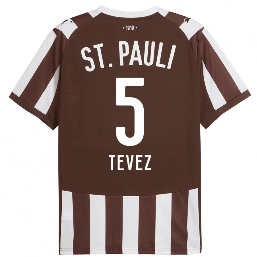 Danxen Niño Camiseta Federico Tevez #5 Café Blanco 1ª Equipación 2025/26 La Camisa México